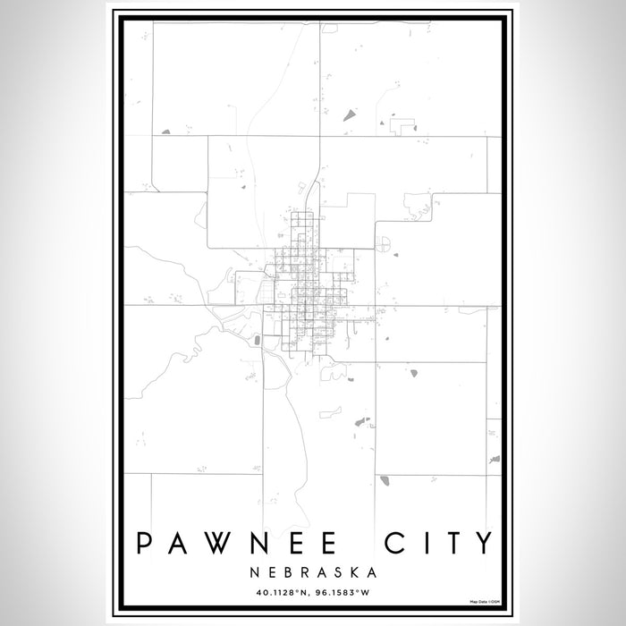 Pawnee City Nebraska Map Print Portrait Orientation in Classic Style With Shaded Background