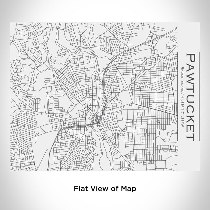 Rendered View of Pawtucket Rhode Island Map Engraving on 20oz Stainless Steel Insulated Bottle with Bamboo Top in White