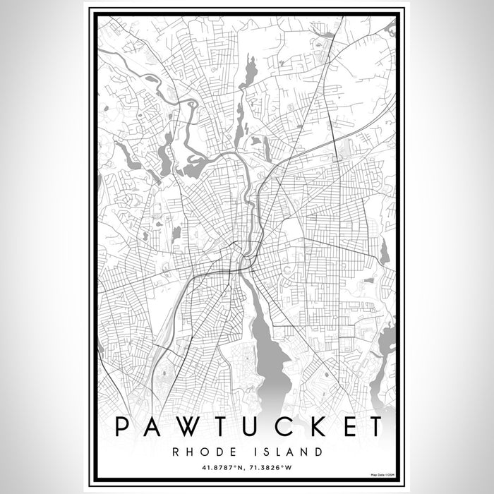 Pawtucket Rhode Island Map Print Portrait Orientation in Classic Style With Shaded Background