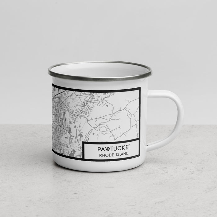 Right View Custom Pawtucket Rhode Island Map Enamel Mug in Classic