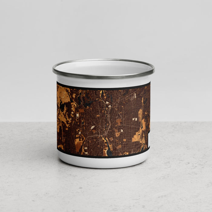 Front View Custom Pawtucket Rhode Island Map Enamel Mug in Ember