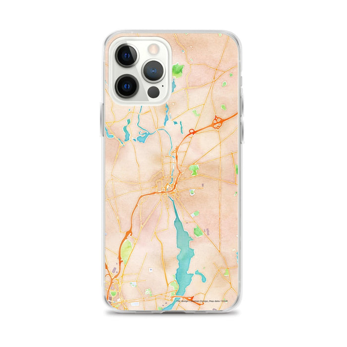 Custom Pawtucket Rhode Island Map iPhone 12 Pro Max Phone Case in Watercolor