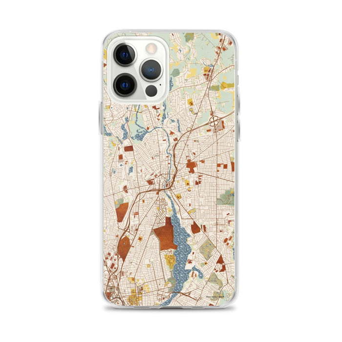 Custom Pawtucket Rhode Island Map iPhone 12 Pro Max Phone Case in Woodblock