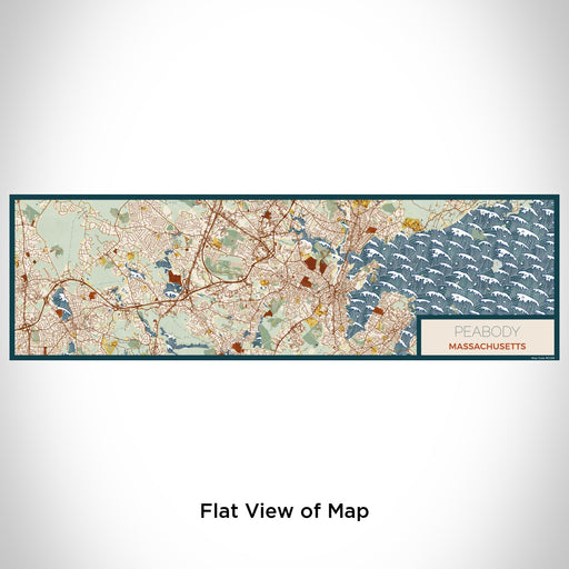 Flat View of Map Custom Peabody Massachusetts Map Enamel Mug in Woodblock