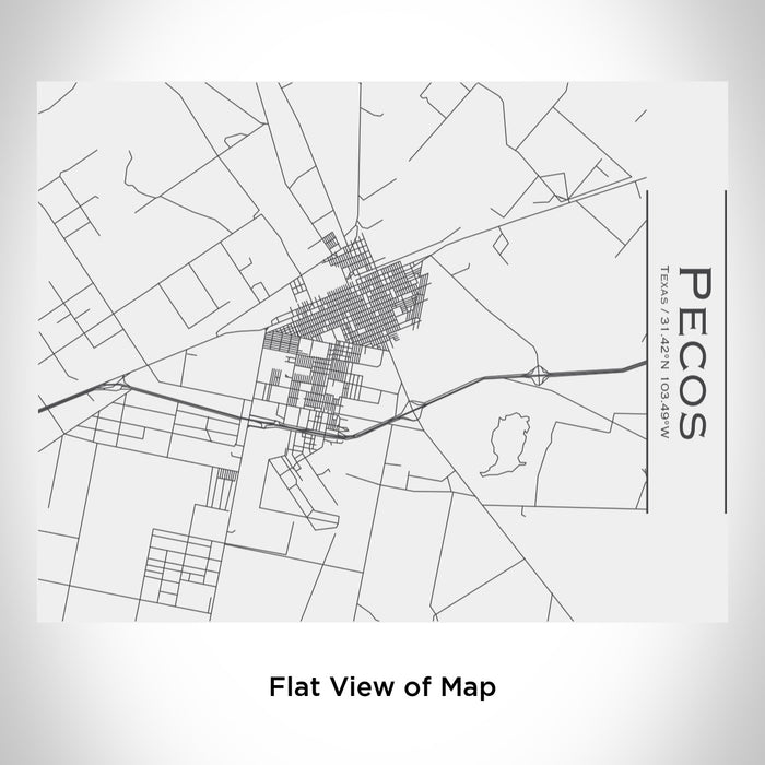 Rendered View of Pecos Texas Map Engraving on 20oz Stainless Steel Insulated Bottle with Bamboo Top in White