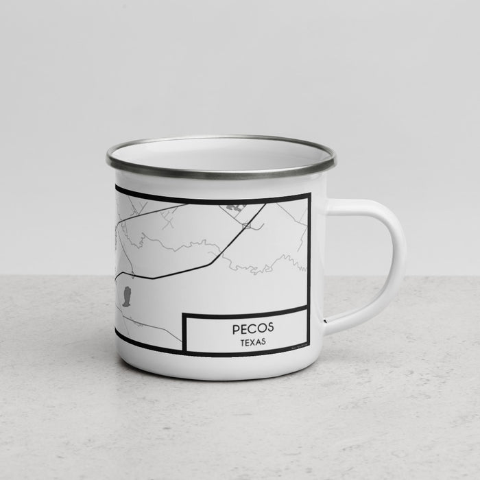 Right View Custom Pecos Texas Map Enamel Mug in Classic