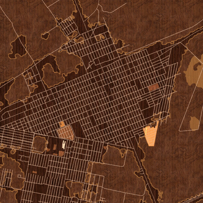 Pecos Texas Map Print in Ember Style Zoomed In Close Up Showing Details