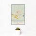 12x18 Pecos Texas Map Print Portrait Orientation in Woodblock Style With Small Cactus Plant in White Planter
