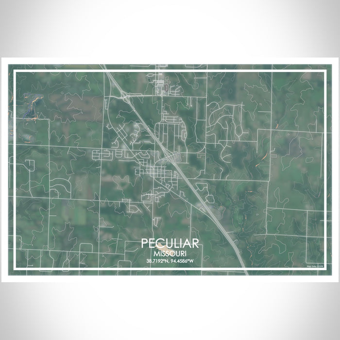 Peculiar Missouri Map Print Landscape Orientation in Afternoon Style With Shaded Background