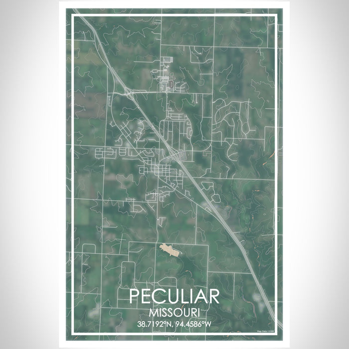 Peculiar Missouri Map Print Portrait Orientation in Afternoon Style With Shaded Background