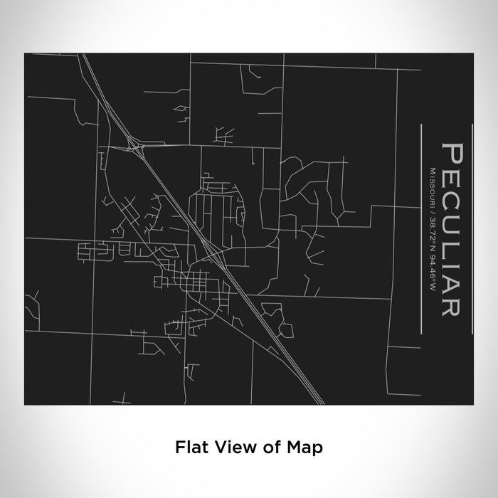 Rendered View of Peculiar Missouri Map Engraving on 20oz Stainless Steel Insulated Bottle with Bamboo Top in Black