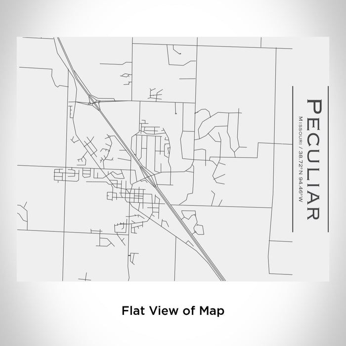 Rendered View of Peculiar Missouri Map Engraving on 20oz Stainless Steel Insulated Bottle with Bamboo Top in White