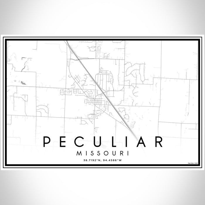 Peculiar Missouri Map Print Landscape Orientation in Classic Style With Shaded Background