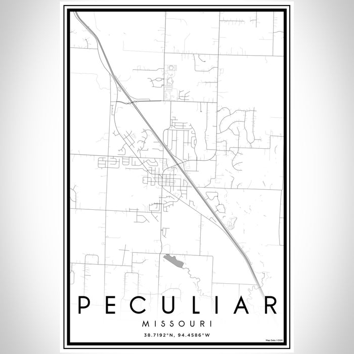 Peculiar Missouri Map Print Portrait Orientation in Classic Style With Shaded Background