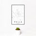 12x18 Pella Iowa Map Print Portrait Orientation in Classic Style With Small Cactus Plant in White Planter
