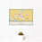 12x18 Pella Iowa Map Print Landscape Orientation in Woodblock Style With Small Cactus Plant in White Planter