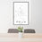 24x36 Pella Iowa Map Print Portrait Orientation in Classic Style Behind 2 Chairs Table and Potted Plant