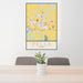 24x36 Pella Iowa Map Print Portrait Orientation in Woodblock Style Behind 2 Chairs Table and Potted Plant