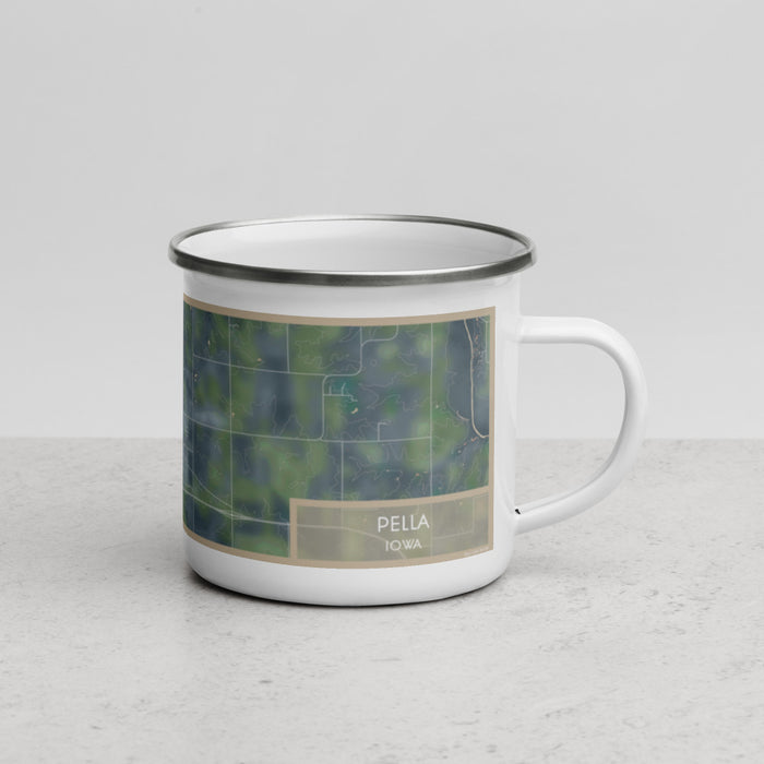 Right View Custom Pella Iowa Map Enamel Mug in Afternoon
