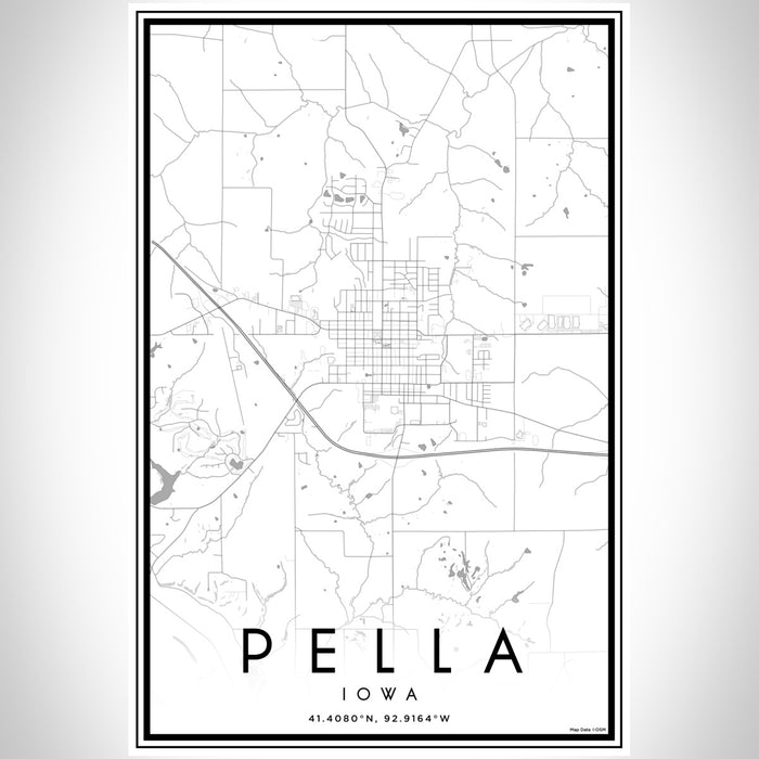 Pella Iowa Map Print Portrait Orientation in Classic Style With Shaded Background