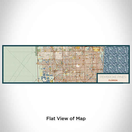 Flat View of Map Custom Pembroke Pines Florida Map Enamel Mug in Woodblock