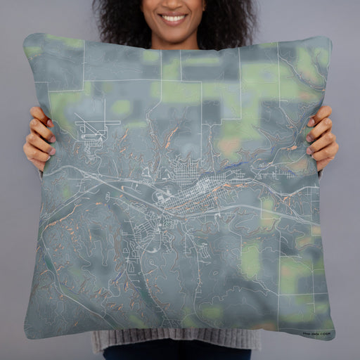 Person holding 22x22 Custom Pendleton Oregon Map Throw Pillow in Afternoon