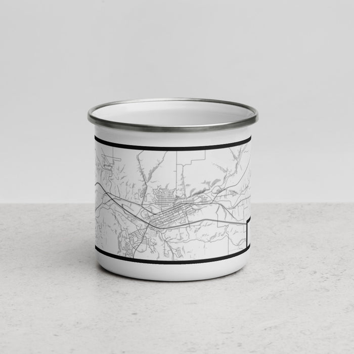 Front View Custom Pendleton Oregon Map Enamel Mug in Classic