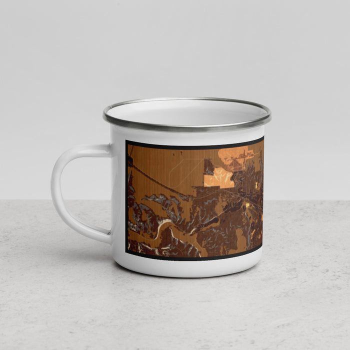 Left View Custom Pendleton Oregon Map Enamel Mug in Ember
