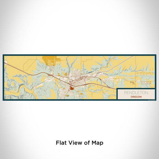 Flat View of Map Custom Pendleton Oregon Map Enamel Mug in Woodblock