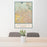 24x36 Peoria Arizona Map Print Portrait Orientation in Woodblock Style Behind 2 Chairs Table and Potted Plant