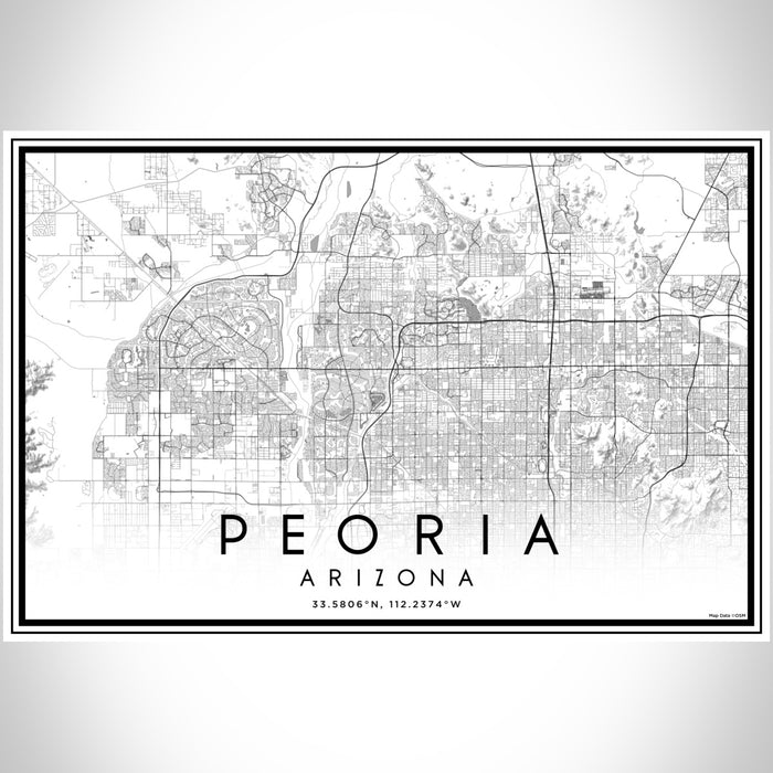 Peoria Arizona Map Print Landscape Orientation in Classic Style With Shaded Background