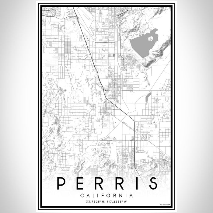 Perris California Map Print Portrait Orientation in Classic Style With Shaded Background