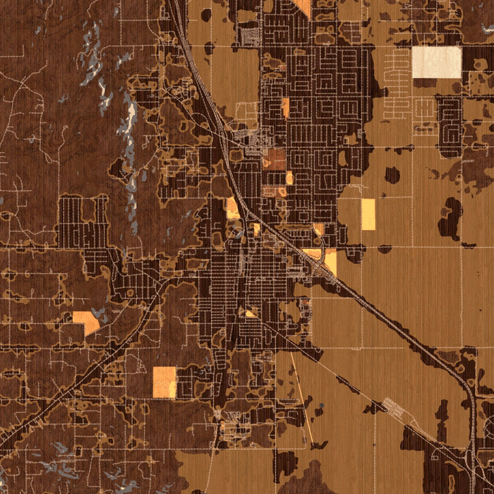 Perris California Map Print in Ember Style Zoomed In Close Up Showing Details