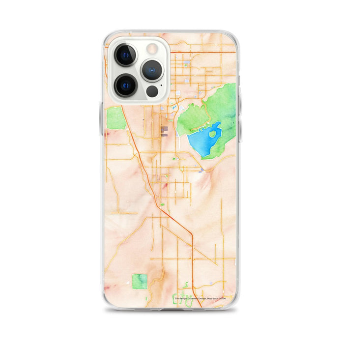 Custom Perris California Map iPhone 12 Pro Max Phone Case in Watercolor