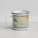 Left View Custom Perris California Map Enamel Mug in Woodblock