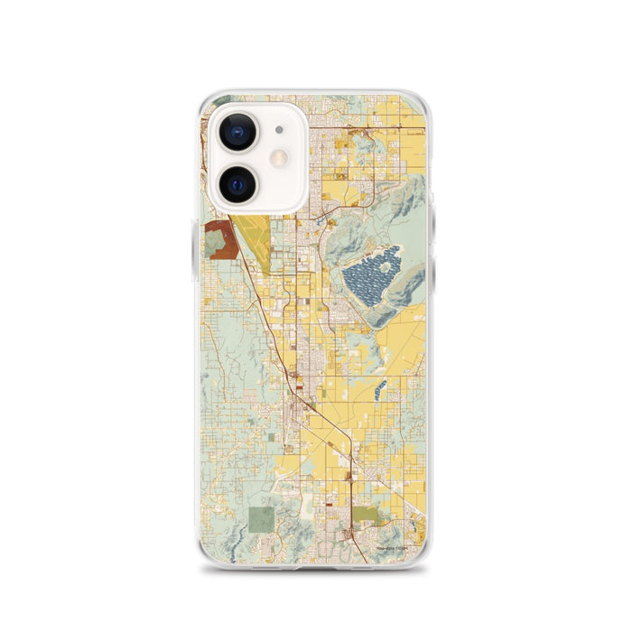 Custom Perris California Map iPhone 12 Phone Case in Woodblock