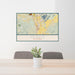 24x36 Perris California Map Print Landscape Orientation in Woodblock Style Behind 2 Chairs Table and Potted Plant