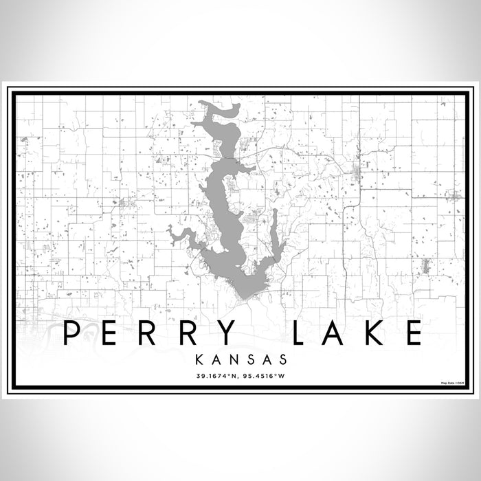 Perry Lake Kansas Map Print Landscape Orientation in Classic Style With Shaded Background