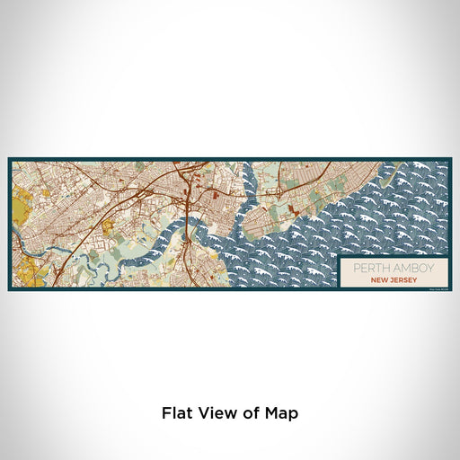 Flat View of Map Custom Perth Amboy New Jersey Map Enamel Mug in Woodblock