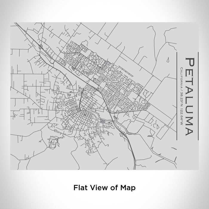 Rendered View of Petaluma California Map Engraving on 20oz Stainless Steel Insulated Bottle with Bamboo Top