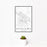 12x18 Petaluma California Map Print Portrait Orientation in Classic Style With Small Cactus Plant in White Planter
