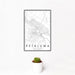 12x18 Petaluma California Map Print Portrait Orientation in Classic Style With Small Cactus Plant in White Planter