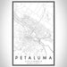 Petaluma California Map Print Portrait Orientation in Classic Style With Shaded Background