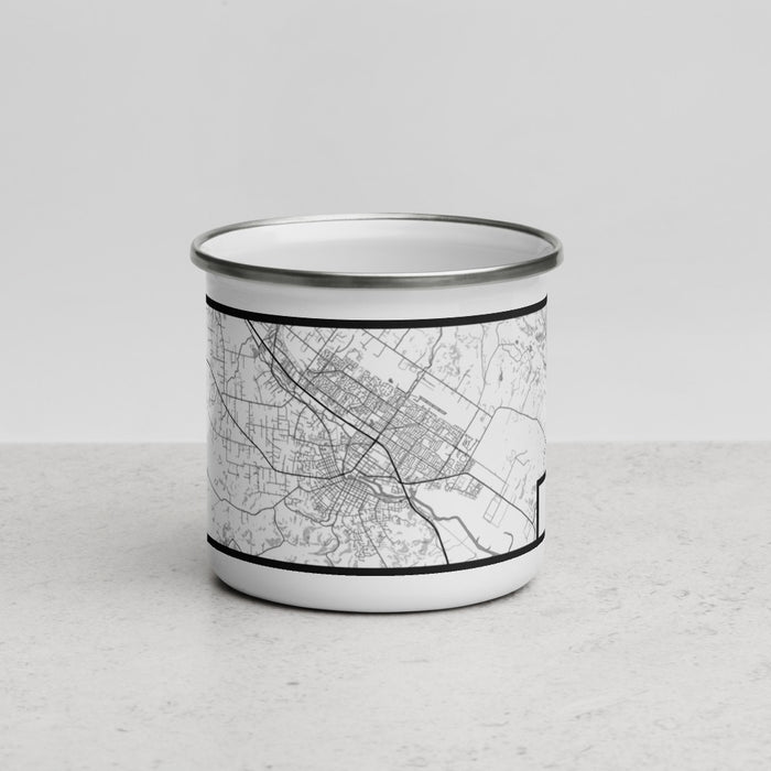 Front View Custom Petaluma California Map Enamel Mug in Classic