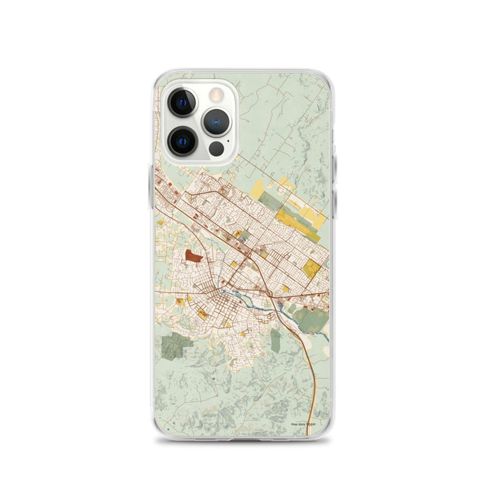 Custom Petaluma California Map iPhone 12 Pro Phone Case in Woodblock