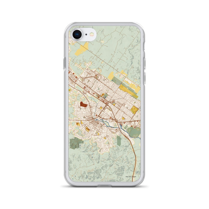 Custom Petaluma California Map iPhone SE Phone Case in Woodblock