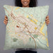 Person holding 22x22 Custom Petaluma California Map Throw Pillow in Woodblock