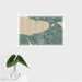 16x24 Petoskey Michigan Map Print Landscape Orientation in Afternoon Style With Tropical Plant Leaves in Water