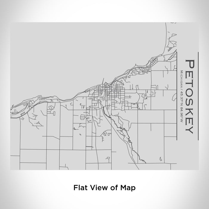 Rendered View of Petoskey Michigan Map Engraving on 20oz Stainless Steel Insulated Bottle with Bamboo Top