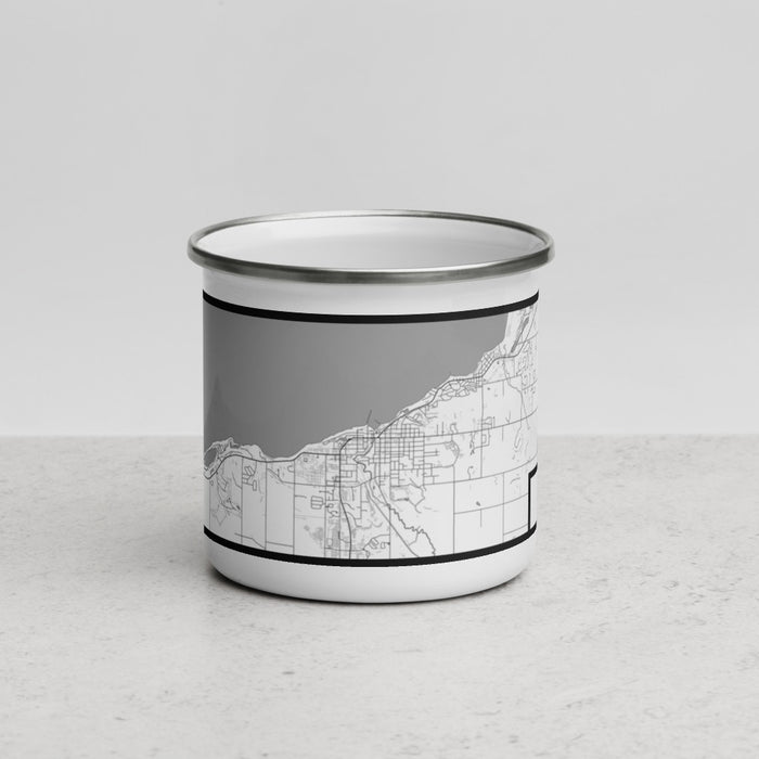 Front View Custom Petoskey Michigan Map Enamel Mug in Classic